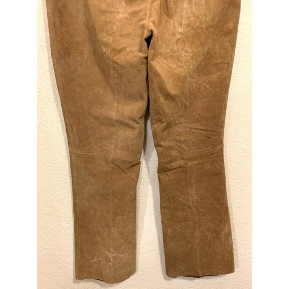 Mix It Vintage 90s Y2k Brown Leather Suede Flared Western Pants - Picture 6 of 8